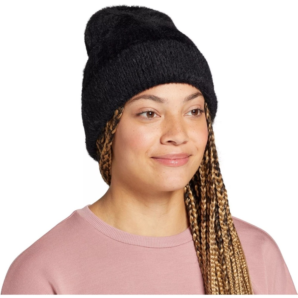 Alpine Design Women's Fuzzy Rib Beanie, Black 25580